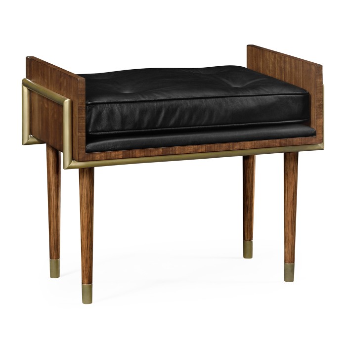 Cosmo Hyedua Stool, Upholstered in Black Leather