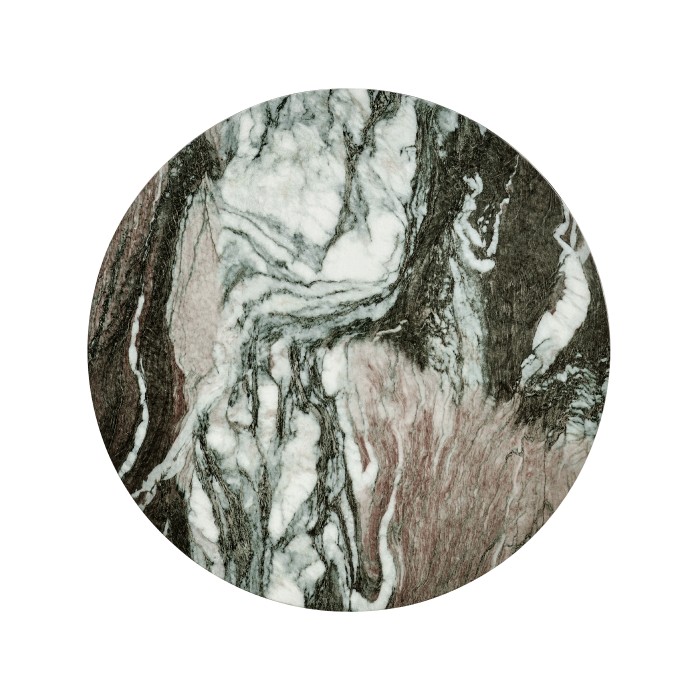 Round Geometric Faux Black & Grey Marble Wine Table