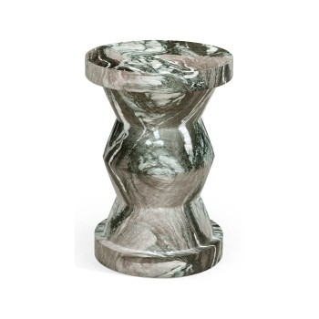 Round Geometric Faux Black & Grey Marble Wine Table