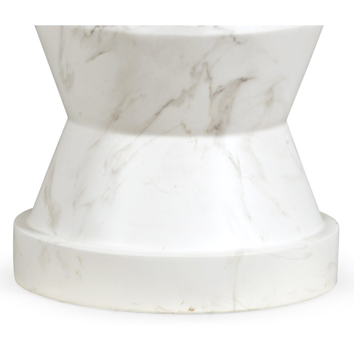 Round Geometric Faux White & Grey Marble Wine Table