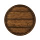 Round Side Table with Iron Base in Rustic Walnut