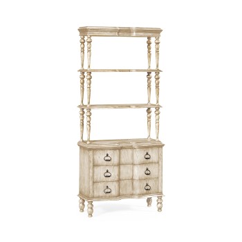 3 tiered étagère with drawers in limed acacia