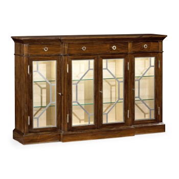 4-door breakfront display cabinet with stainless steel details, high lustre