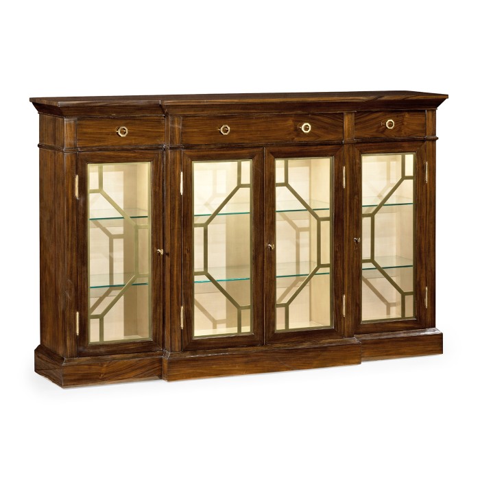 4-door breakfront display cabinet with brass details, high lustre