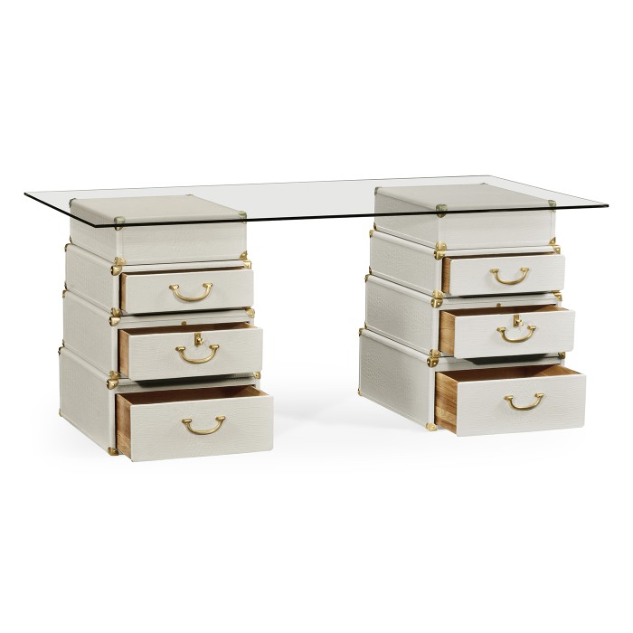 Great White faux Croc valise desk