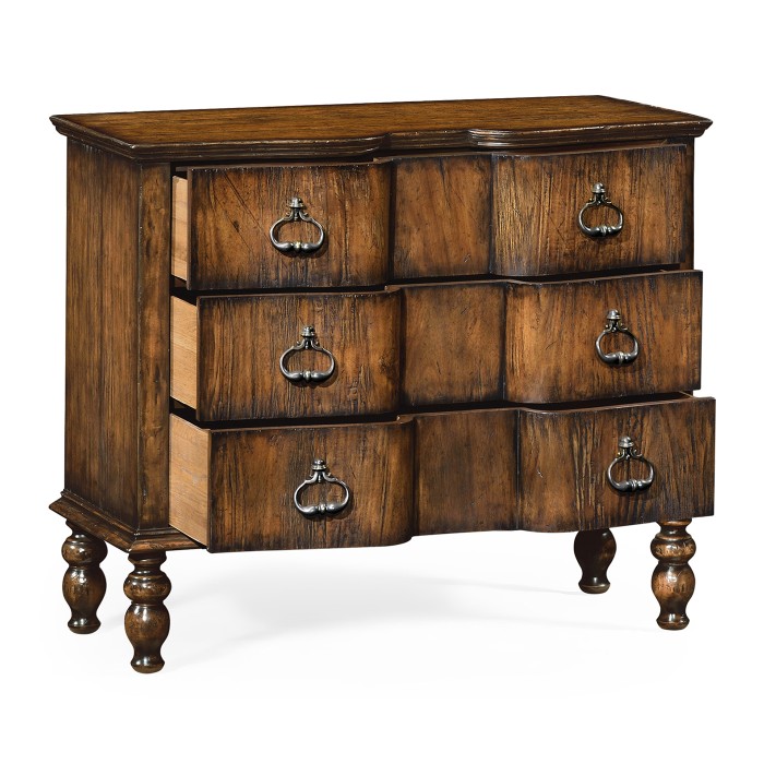 Chest of drawers in rustic walnut