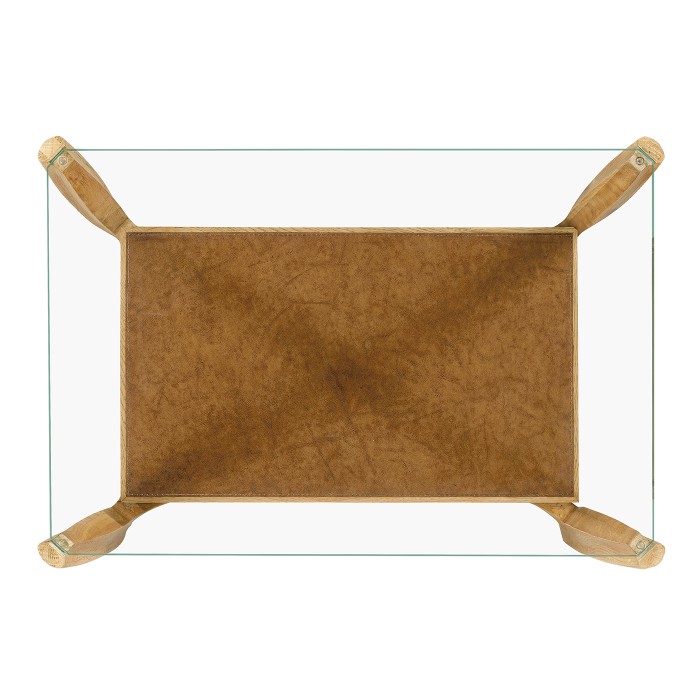 Rectangular Architects End Table with Drawer and Glass Top
