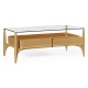 Architects Cocktail Table with Drawers and Glass Top