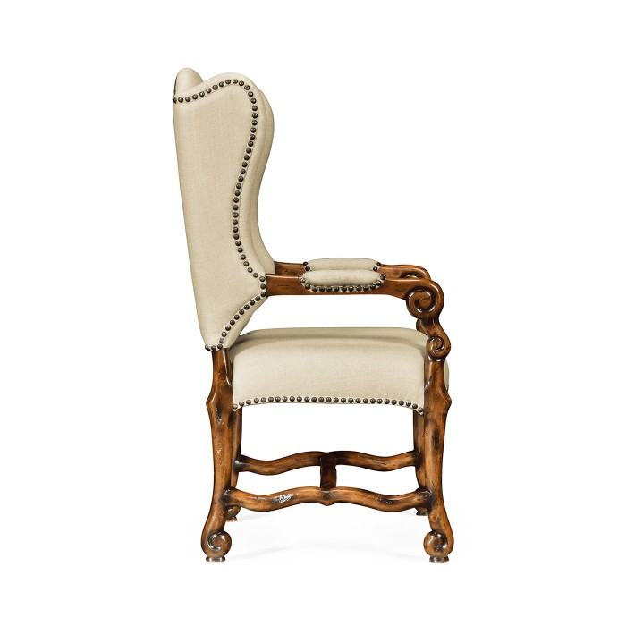 Upholstered Arm Chair in Rustic Walnut
