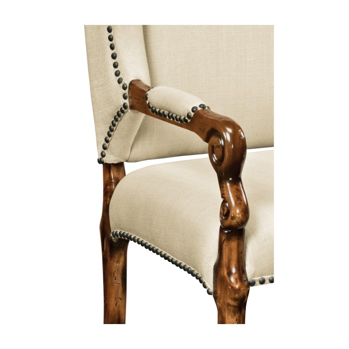 Upholstered Arm Chair in Rustic Walnut