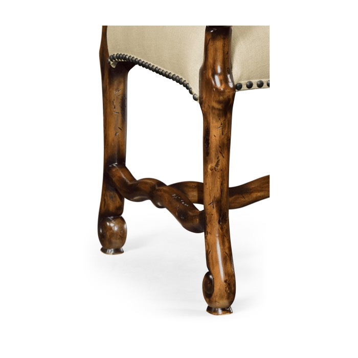 Upholstered Arm Chair in Rustic Walnut