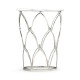Feather Inlay & Stainless Steel Round Side Table
