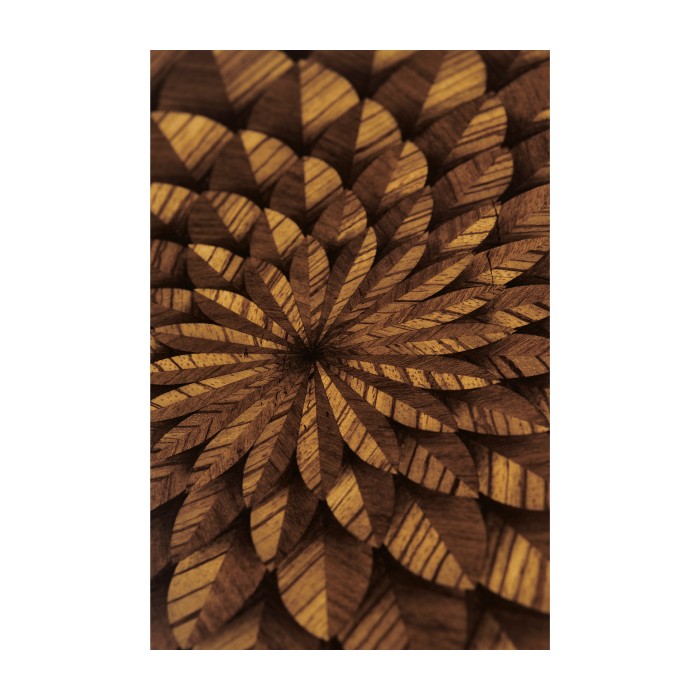 Feather Inlay & Stainless Steel Round Side Table