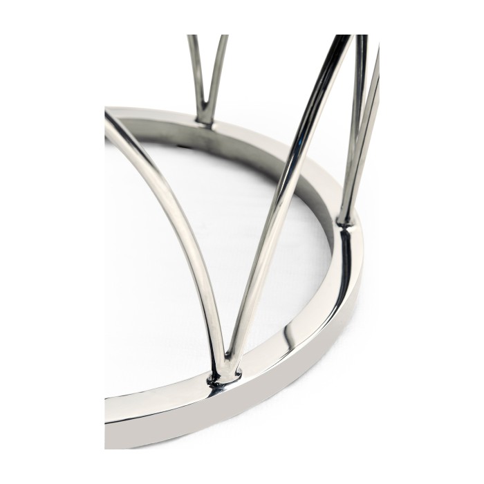 Feather Inlay & Stainless Steel Round Side Table