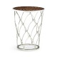 Feather Inlay & Stainless Steel Round Side Table