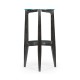 Architectural Round Black Leather & Black Mocha Oak End Table with Glass Top