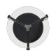 Architectural Round Black Leather & Black Mocha Oak End Table with Glass Top
