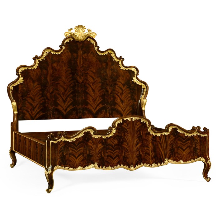 High Lustre Mahogany & Gilded UK Queen Bed