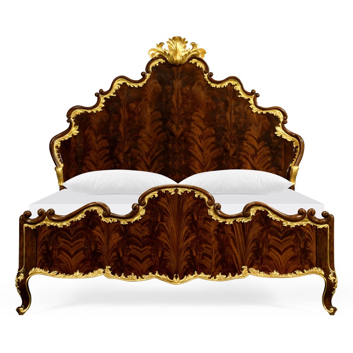 High Lustre Mahogany & Gilded UK Queen Bed