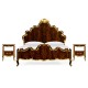 High Lustre Mahogany & Gilded UK Queen Bed