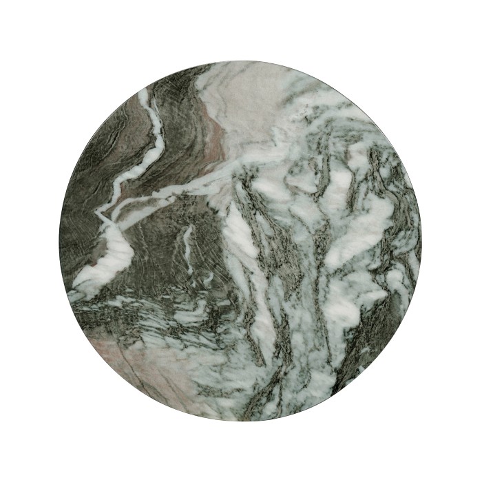 Round Faux Black & Grey Marble Cut-Out Lamp Table
