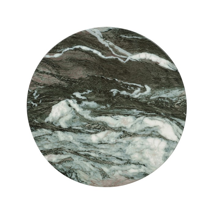 Round Faux Black & Grey Marble Wine Table