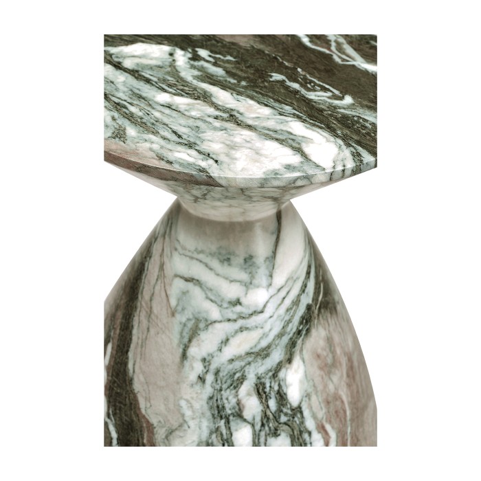Round Faux Black & Grey Marble Wine Table
