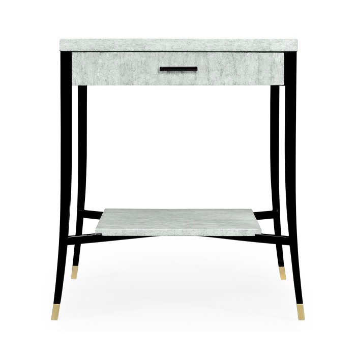 White Smoke Eggshell End Table with Drawer