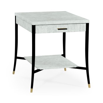 White Smoke Eggshell End Table with Drawer