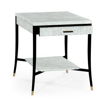 White Smoke Eggshell End Table with Drawer