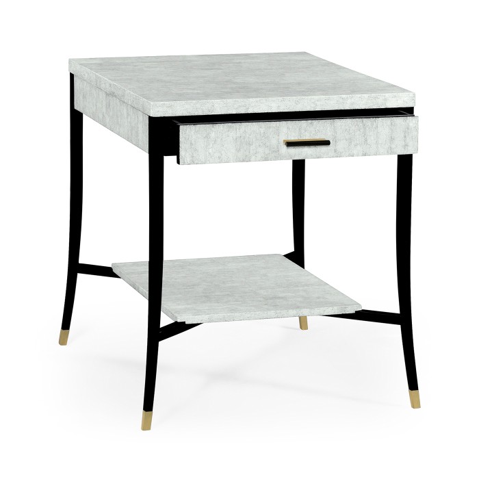 White Smoke Eggshell End Table with Drawer