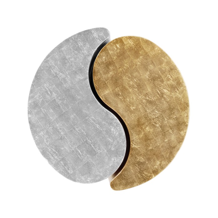 Circular Two-Piece Yin & Yang Gilded & Silver Drinks Table