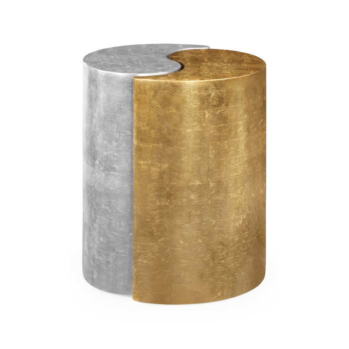 Circular Two-Piece Yin & Yang Gilded & Silver Drinks Table