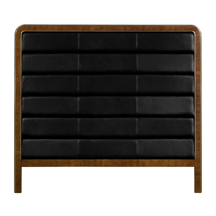 US King headboard upholstered in black leather