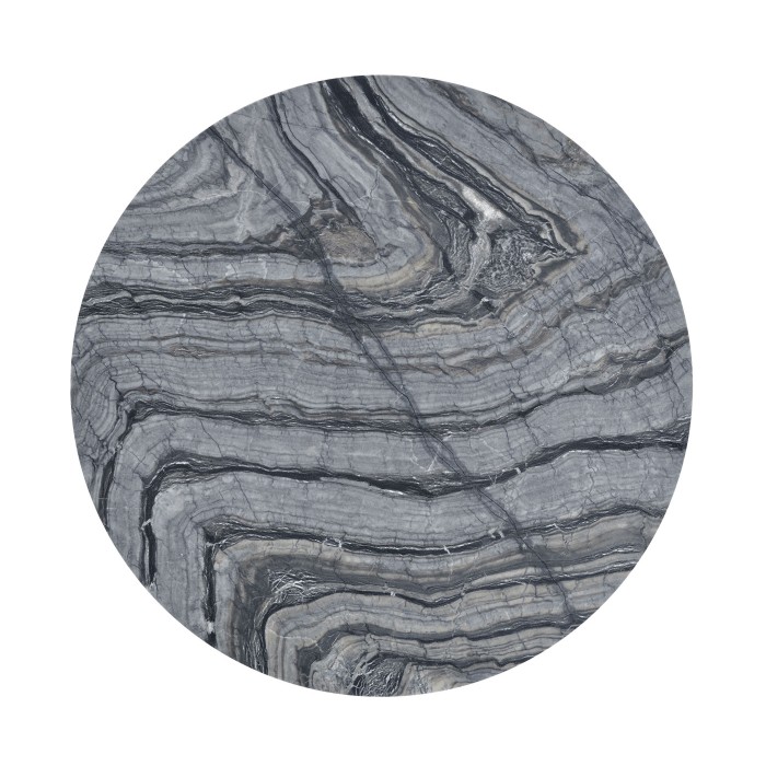 Round Geometic Brass Coffee Table with a Grey Marble Top