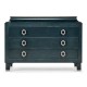 Antique Blue Oak Chest of Drawers with Marble Top