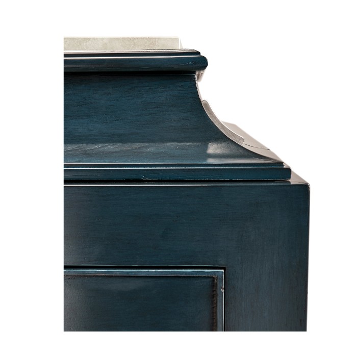 Antique Blue Oak Chest of Drawers with Marble Top