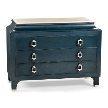 Antique Blue Oak Chest of Drawers with Marble Top
