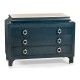 Antique Blue Oak Chest of Drawers with Marble Top