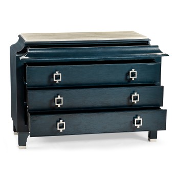 Antique Blue Oak Chest of Drawers with Marble Top