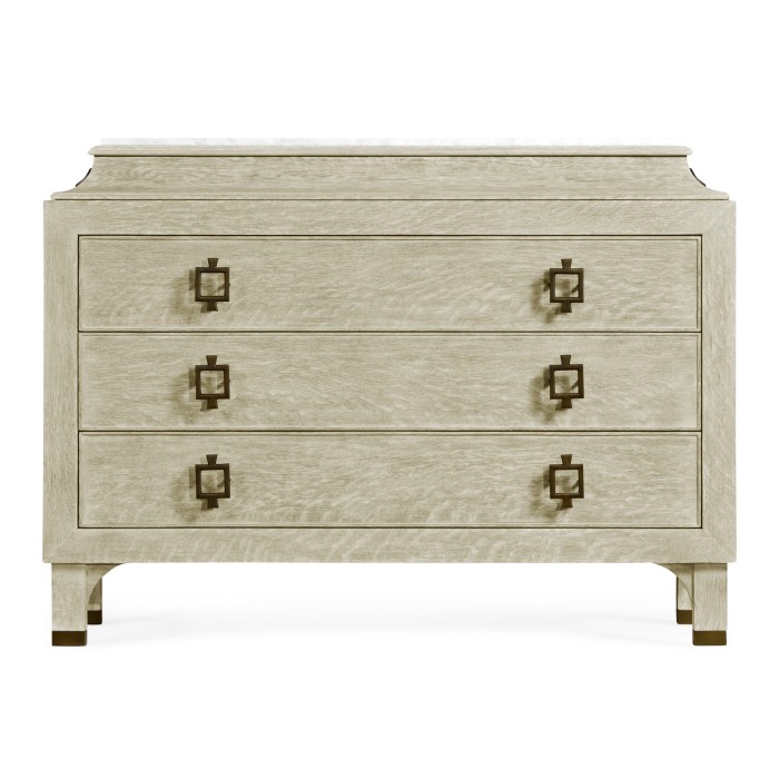 Greyed Oak Chest of Drawers with Marble Top