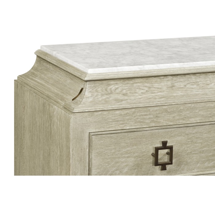 Greyed Oak Chest of Drawers with Marble Top