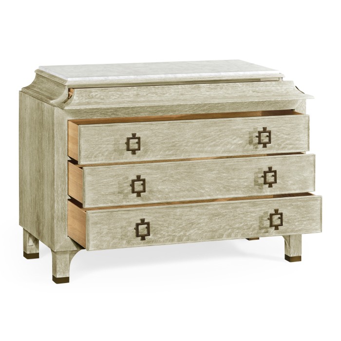 Greyed Oak Chest of Drawers with Marble Top