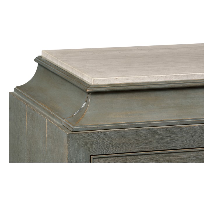 Pewter Oak Chest of Drawers with Marble Top