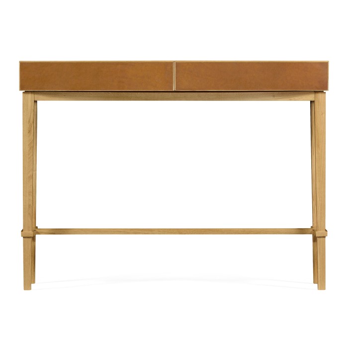 Architectural console table with drawers in leather