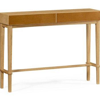 Architectural console table with drawers in leather