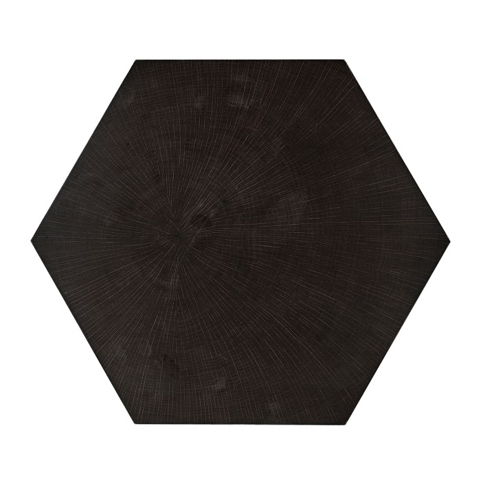 Architectural Hexagonal Black Mocha Oak Oyster Lamp Table