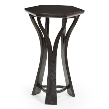Architectural Hexagonal Black Mocha Oak Oyster Lamp Table