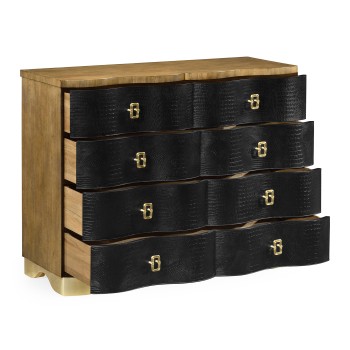 Serpentine Black Faux Croc Skin Chest of Drawers