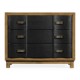 Black Leather Inlaid Chest of Drawers